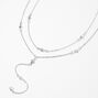 Silver Crystal Y-Neck Multi Strand Necklace,