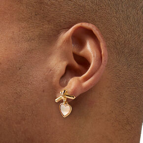 Gold-tone Knot Heart Dangler Earrings ,