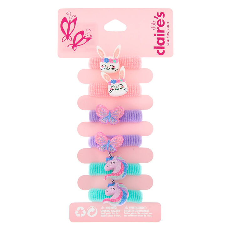 Claire&#39;s Club Critter Ribbed Hair Ties - 6 Pack,