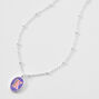 Silver Embellished Initial Coral &amp; Purple Pendant Necklace - K,