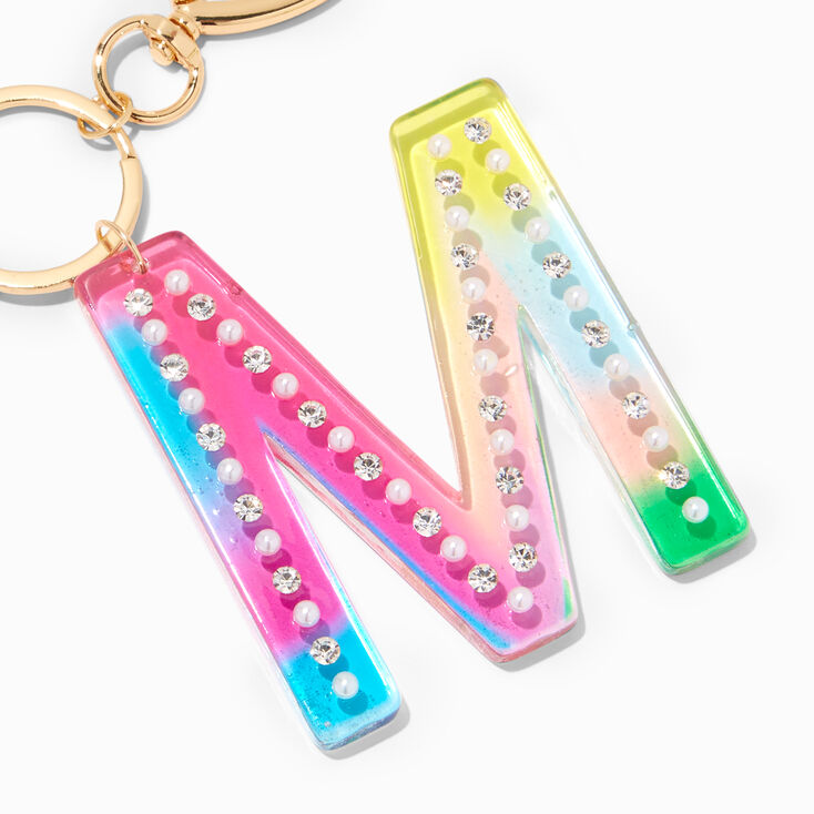 Butterfly &amp; Rainbow Initial Keychain - M,