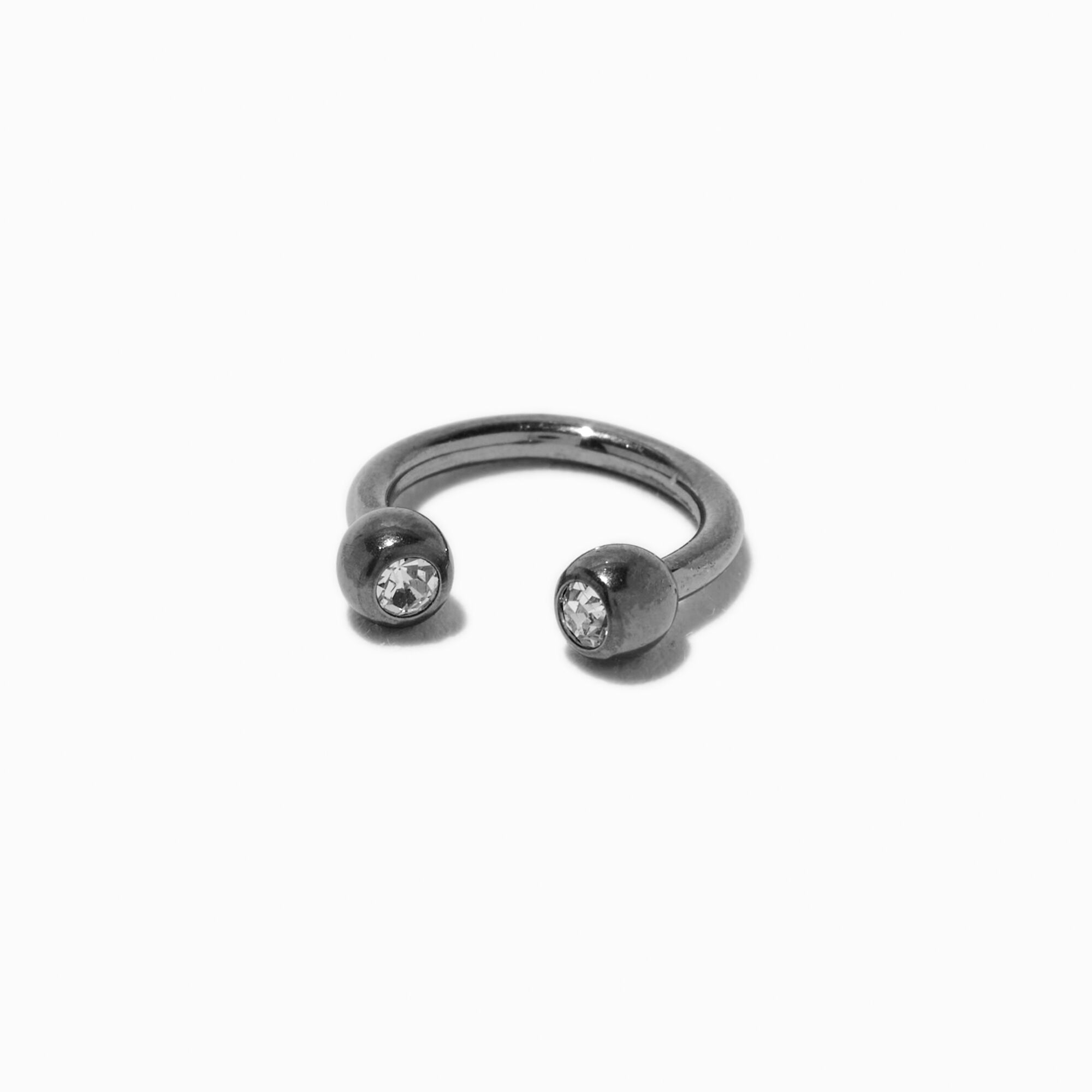 Silver-tone Titanium Crystal 16G Horseshoe Cartilage Earring ,