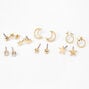 Gold Mixed Celestial Stud Earrings - 6 Pack,