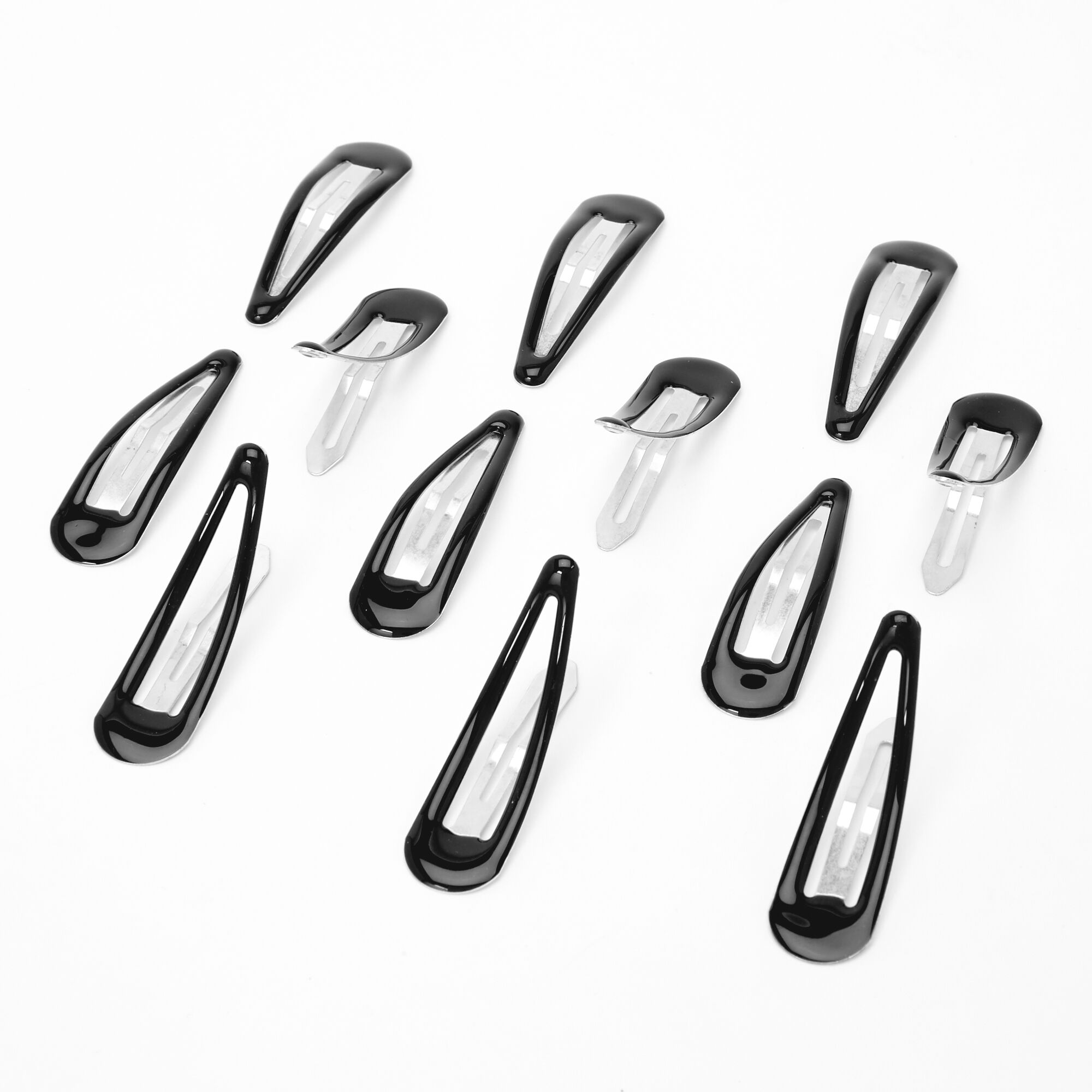 Black Enamel Snap Hair Clips - 12 Pack | Claire's Black Enamel Snap Hair Clips - 12 Pack | Claire's
