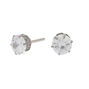 Silver Titanium Cubic Zirconia Round Stud Earrings - 6MM,