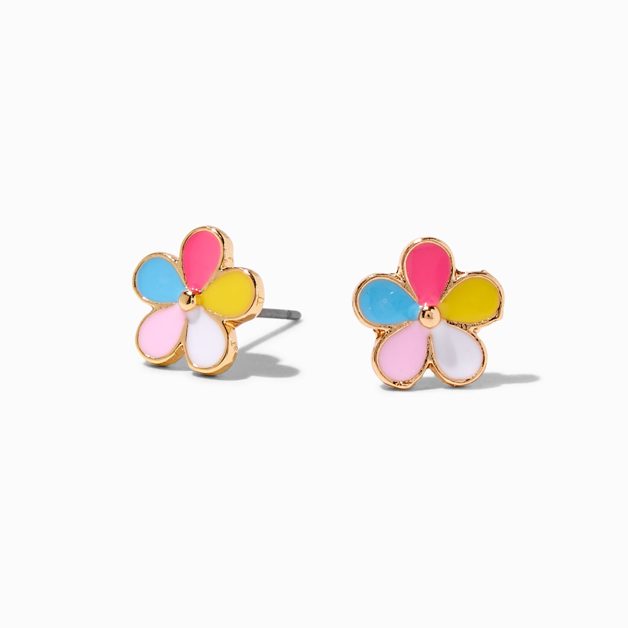View Claires Rainbow Daisy Stud Earrings Gold information
