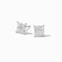 Silver-tone Cubic Zirconia Quad Square Stud Earrings,