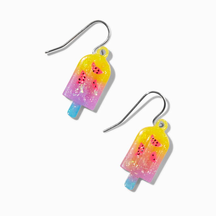 Glow In The Dark Watermelon Ice Pop Drop Earrings,