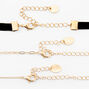 Gold Heart Locket Cord Chain Choker Necklaces - 3 Pack,