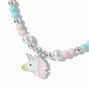 Silver-tone Unicorn Blue Beaded Adjustable Bracelet,