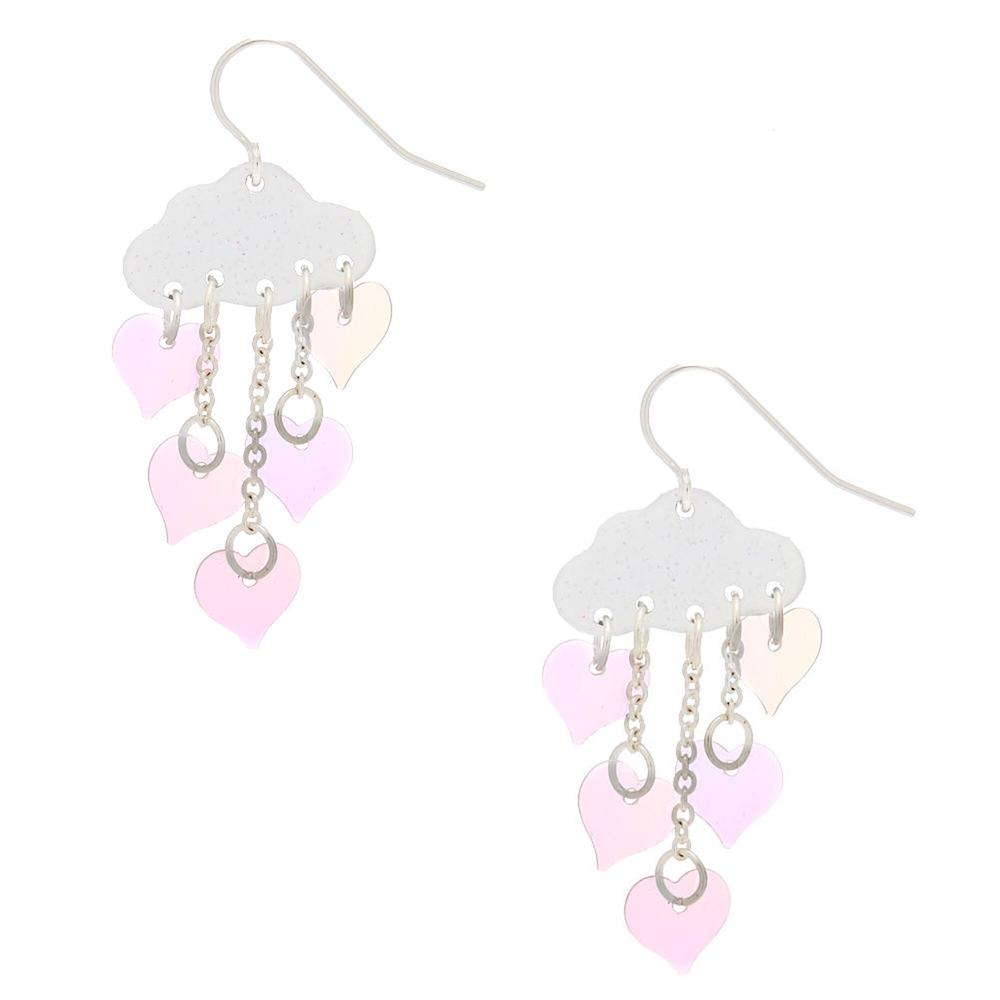 View Claires Holographic Sequin Cloud Glitter Drop Earrings Silver information