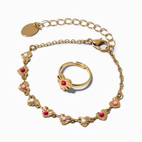 Claire&#39;s Club Gold-tone Connected Heart Jewellery Set - 3 Pack,