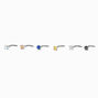 20G Silver-tone Titanium Colored Cubic Zirconia Nose Studs - 6 Pack,