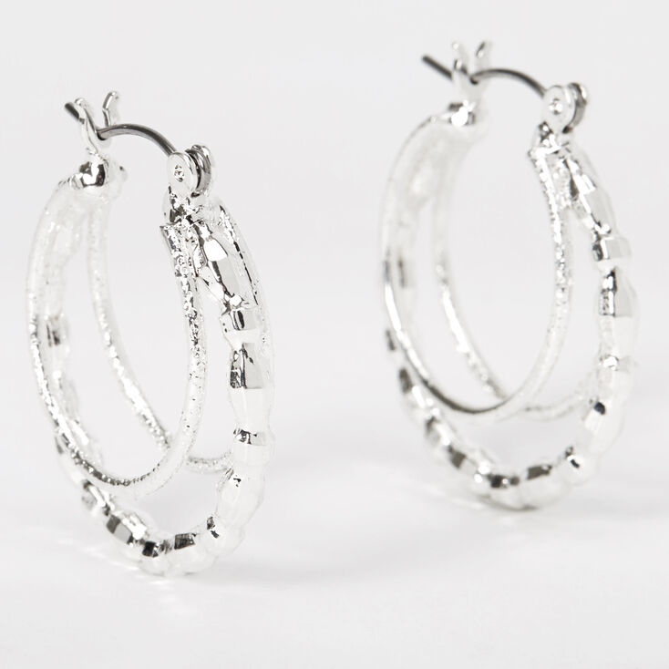 Claire's Trois anneaux d’oreilles perlés 20 mm couleur argentée