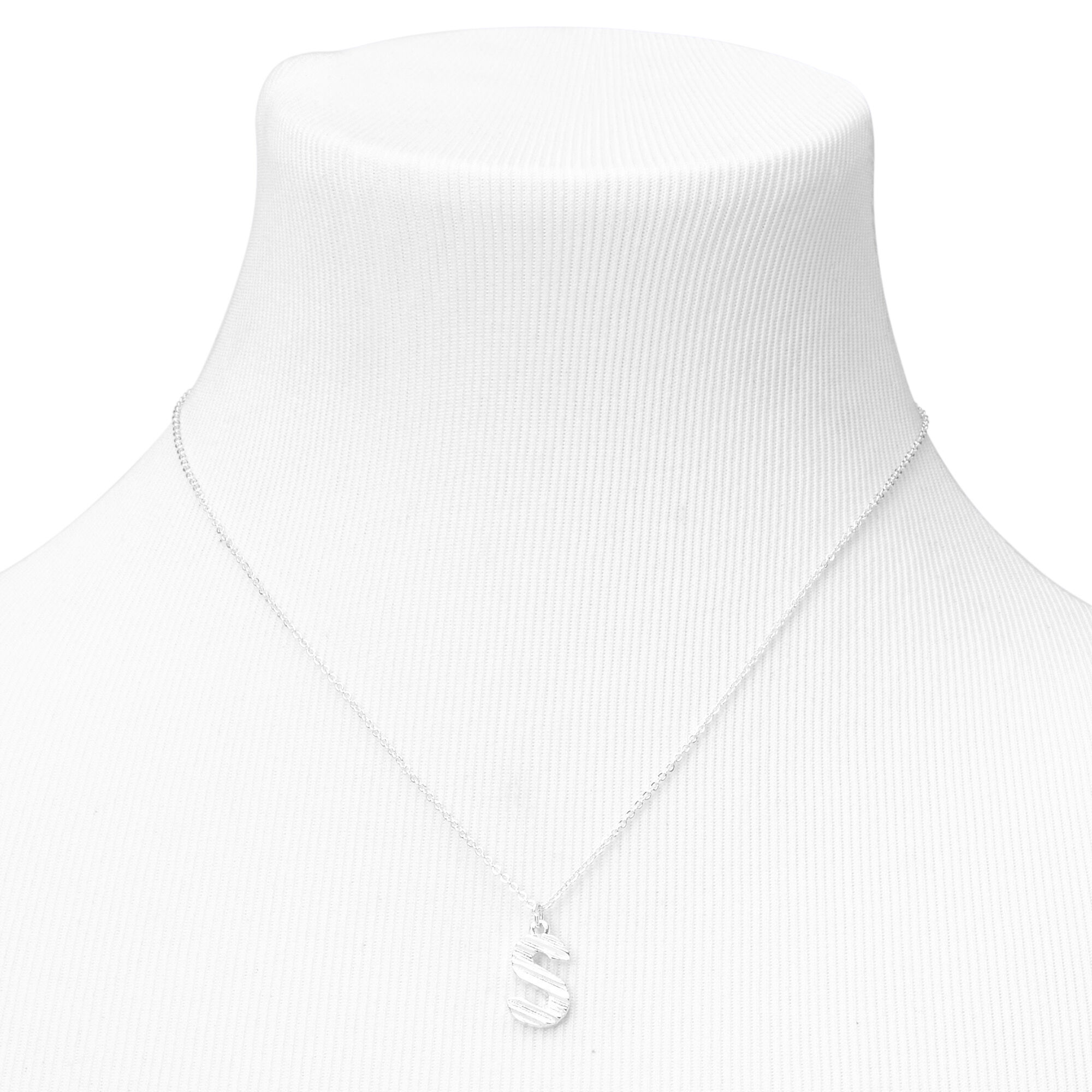 Silver Ridge Initial Pendant Necklace - S,