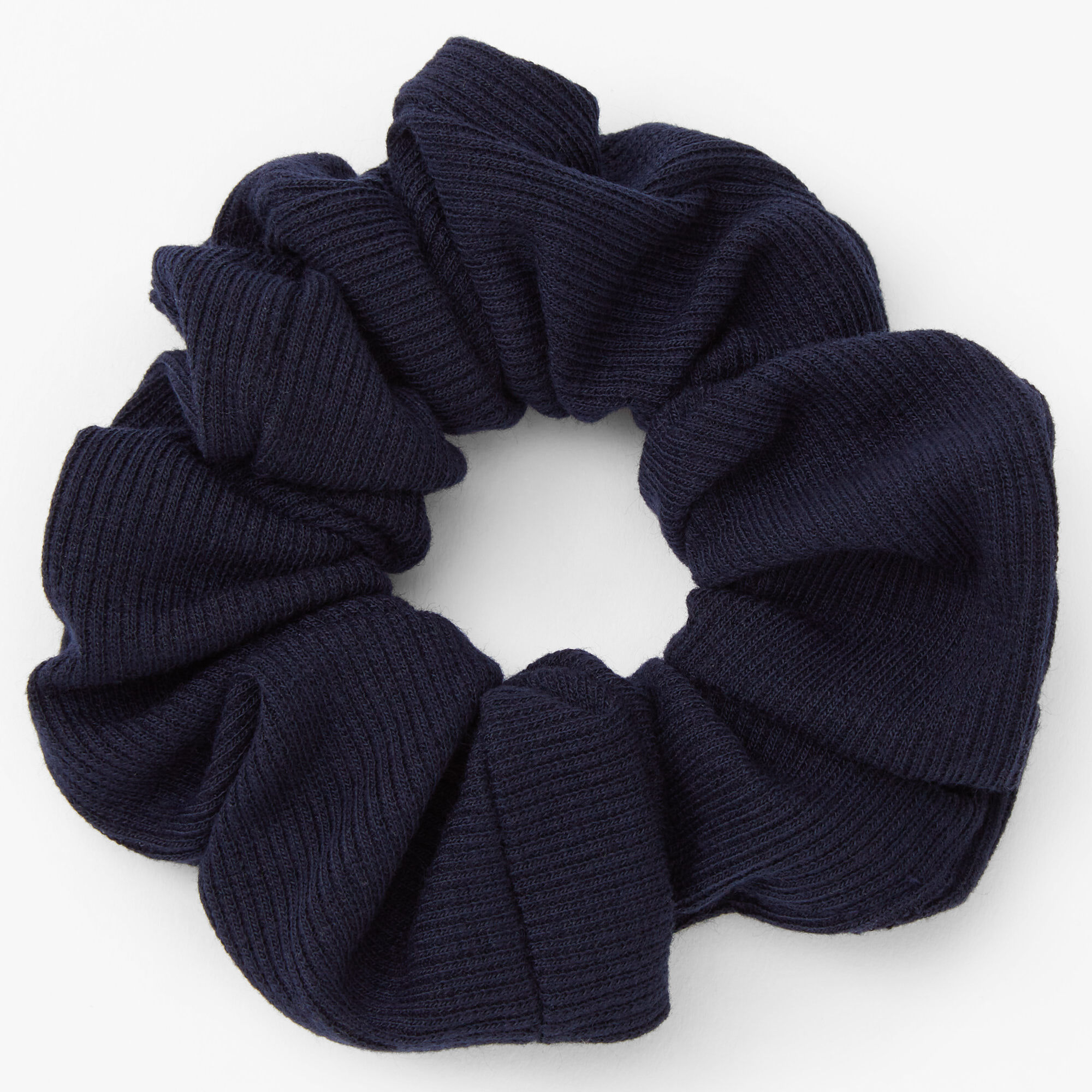 Medium Ribbed Hair Scrunchie - Navy,