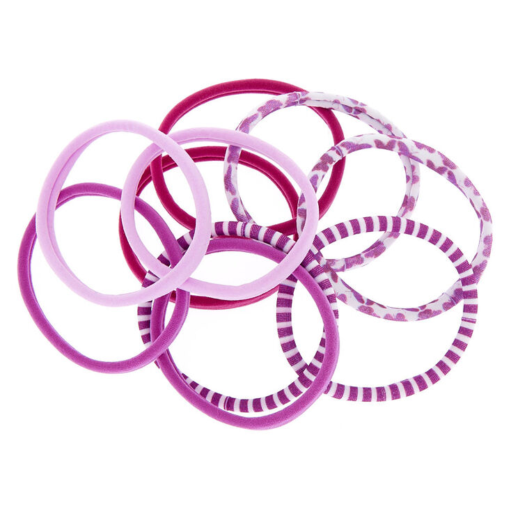 Butterfly Print Hair Bobbles - Purple, 10 Pack,