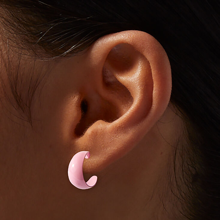 Pink &amp; Gold Hoop Earrings Stack - 3 Pack ,