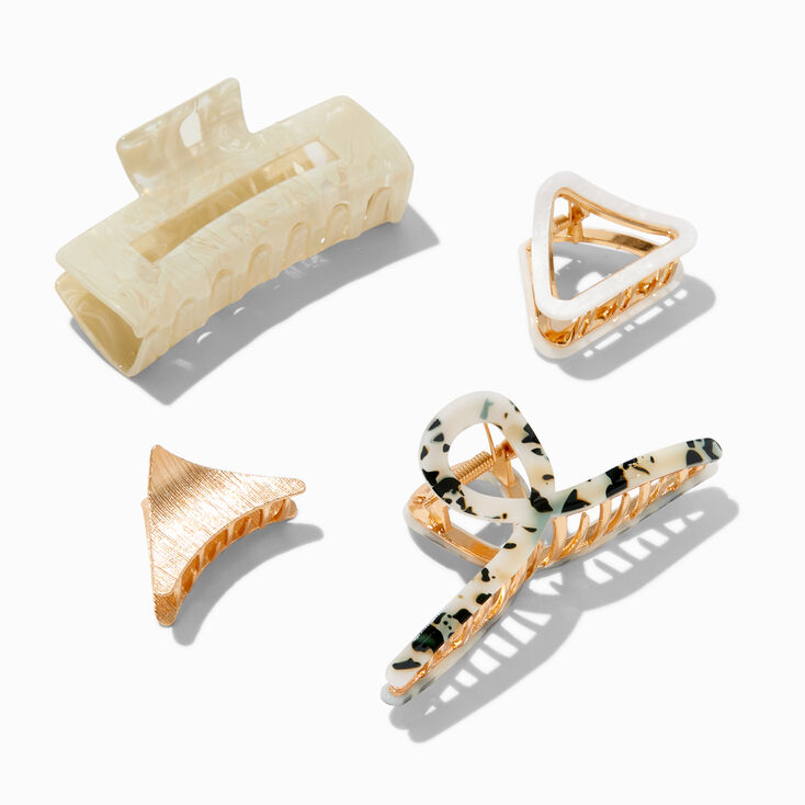 Gold &amp; Ivory Mixed Hair Claws - 4 Pack,