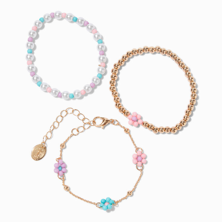 Claire&#39;s Club Beaded Daisy Bracelet Set - 3 Pack ,