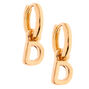 Gold 10MM Initial Huggie Hoop Earrings - D,