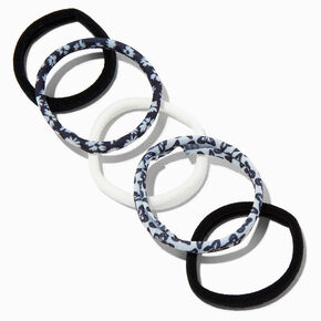 Black &amp; White Floral Rolled Hair Ties - 12 Pack,
