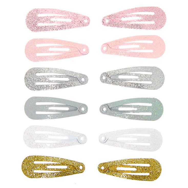 Claire&#39;s Club Glitter Mini Snap Hair Clips - 12 Pack,