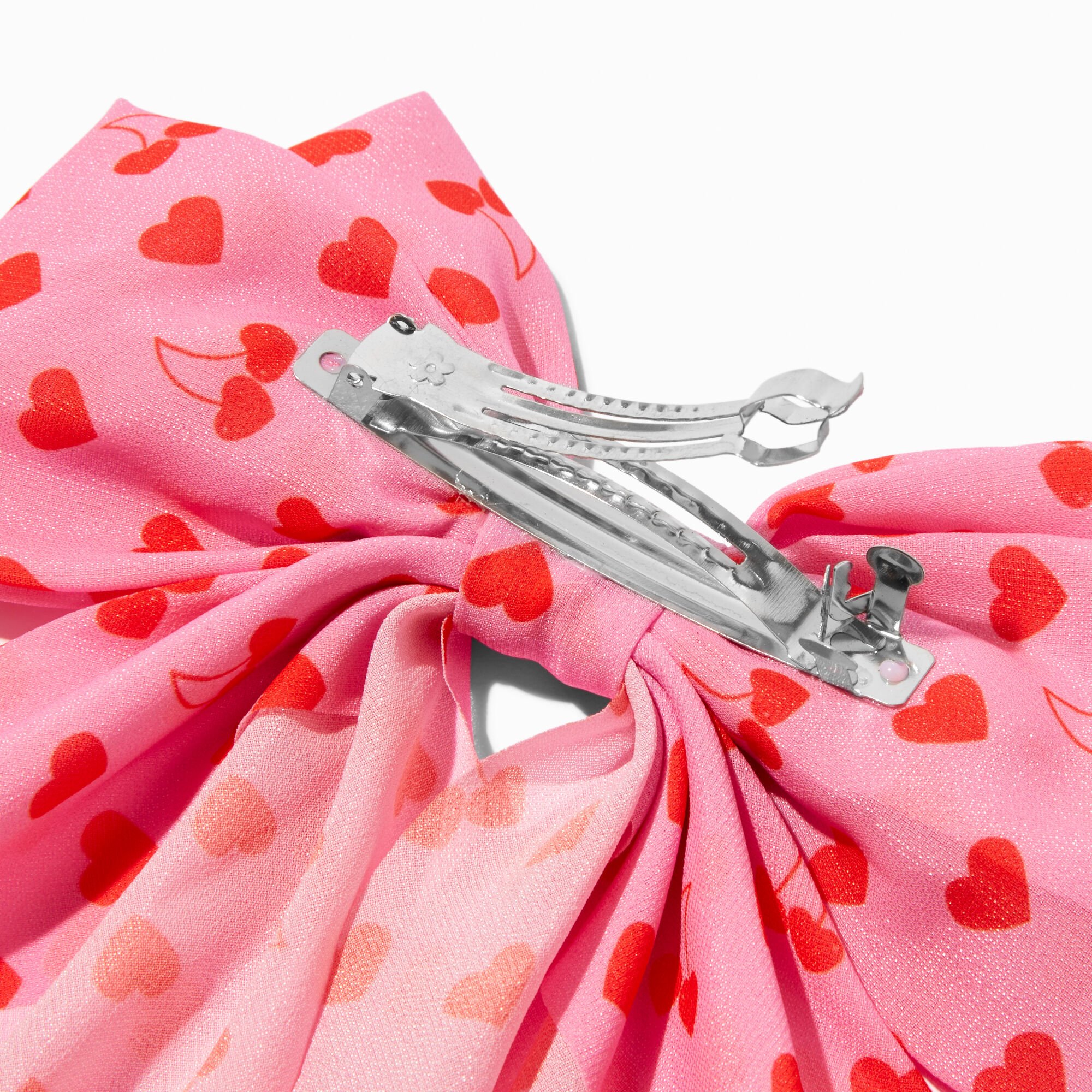 Heart Cherry Pink Hair Bow Clip,