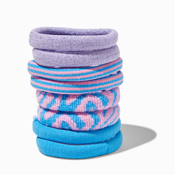 &Eacute;lastiques roul&eacute;s pour cheveux &eacute;pais z&egrave;bre bleus - Lot de 8,