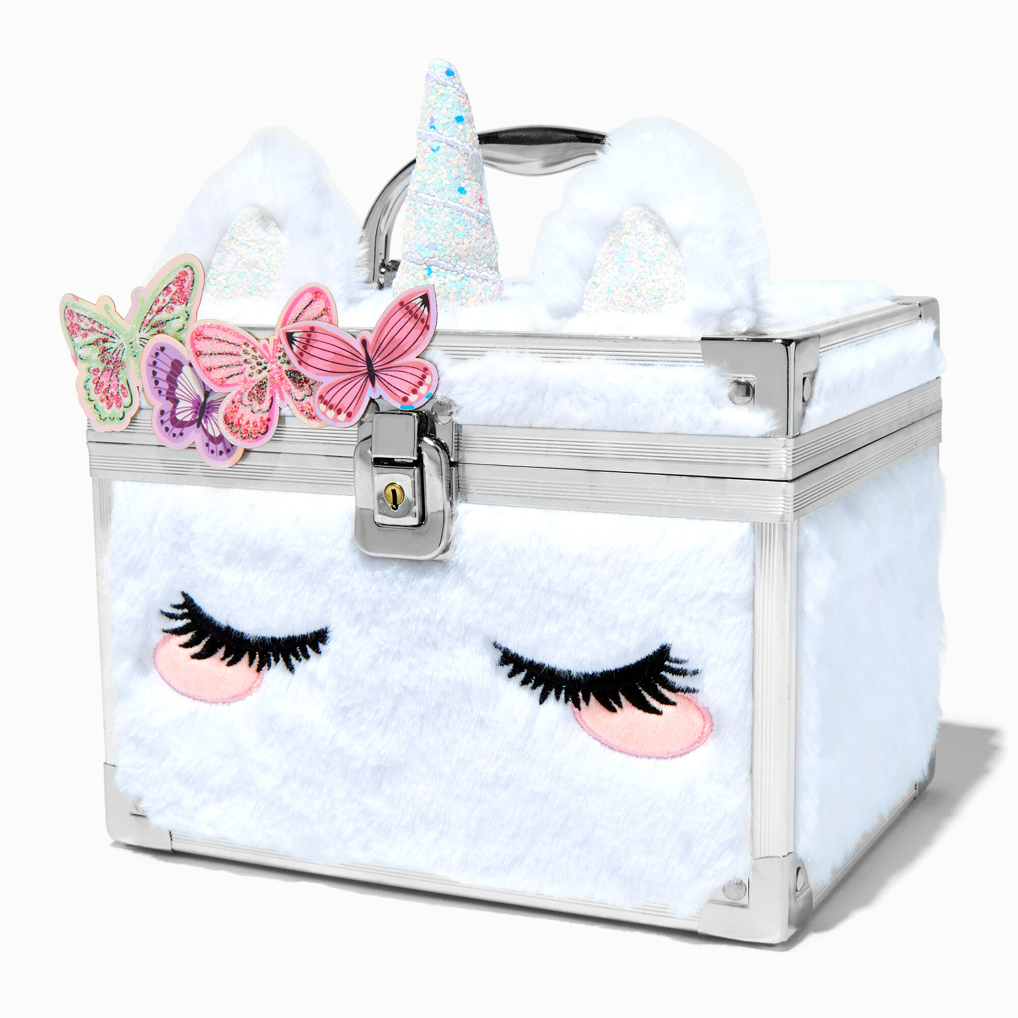 View Claires Butterfly Unicorn Lock Box Silver information