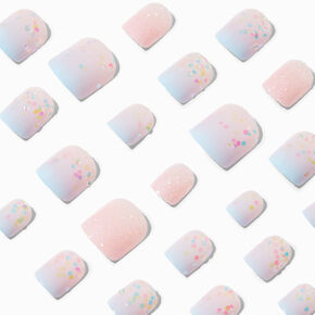 Blue Ombr&eacute; Glitter Square Press On Vegan Faux Nail Set - 24 Pack,