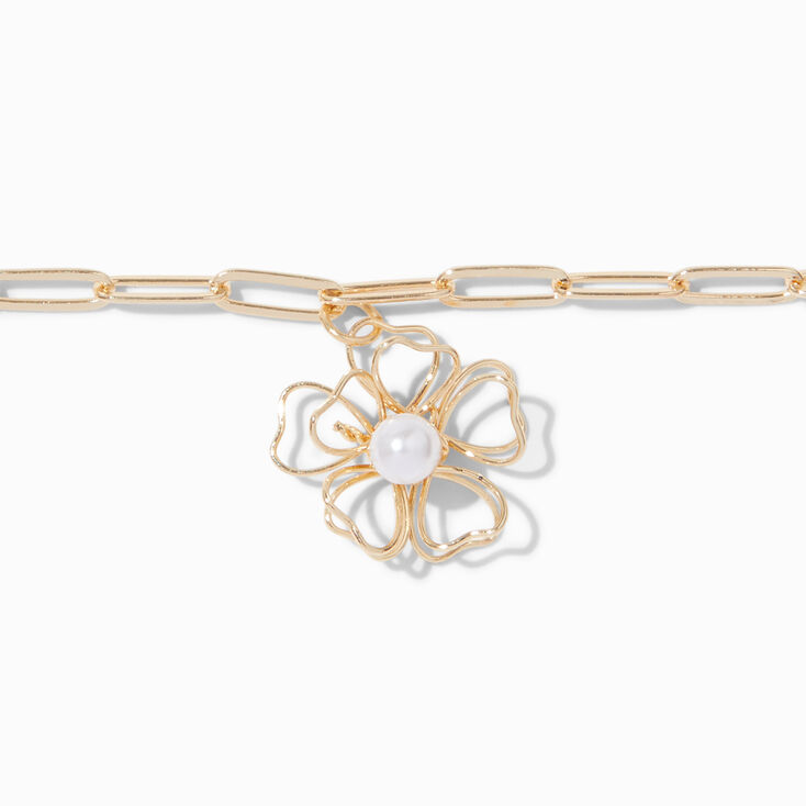 Gold-tone Filigree Flower Paperclip Chain Choker Necklace