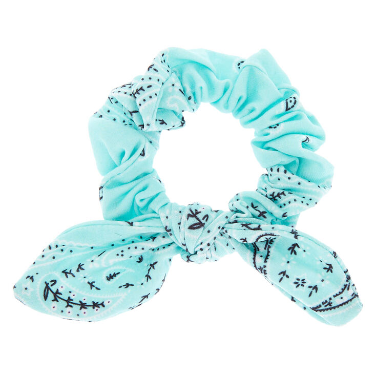Small Bandana Knotted Bow Hair Scrunchie - Mint,