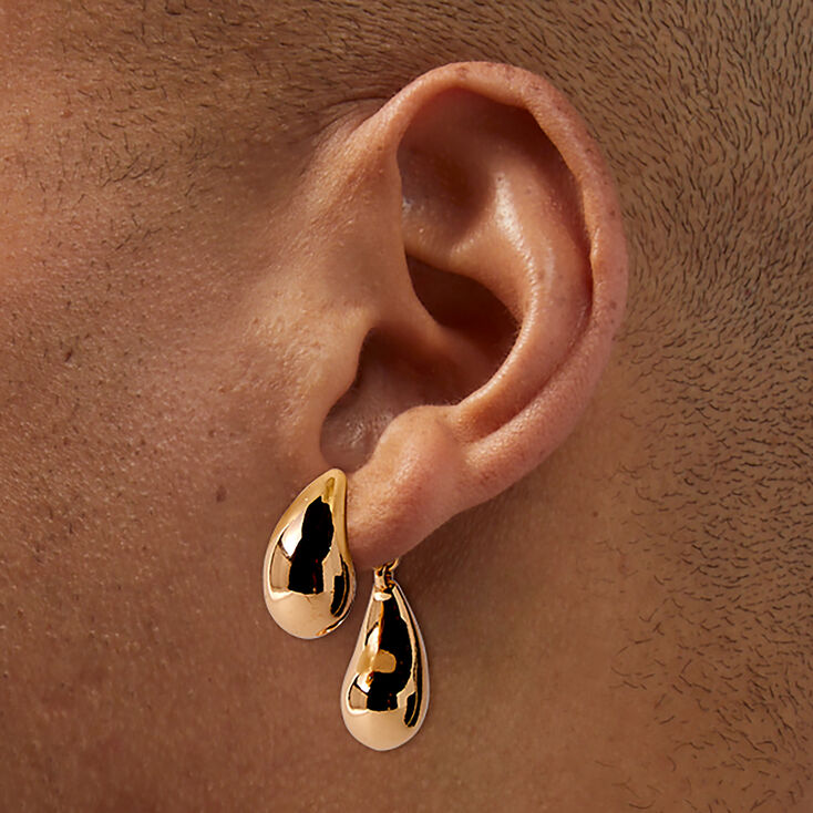 Gold-tone Bean &amp; Ball Front &amp; Back Stud Earrings ,