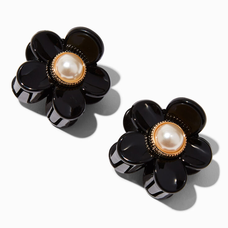 Black Flower Hair Claws - 2 Pack,