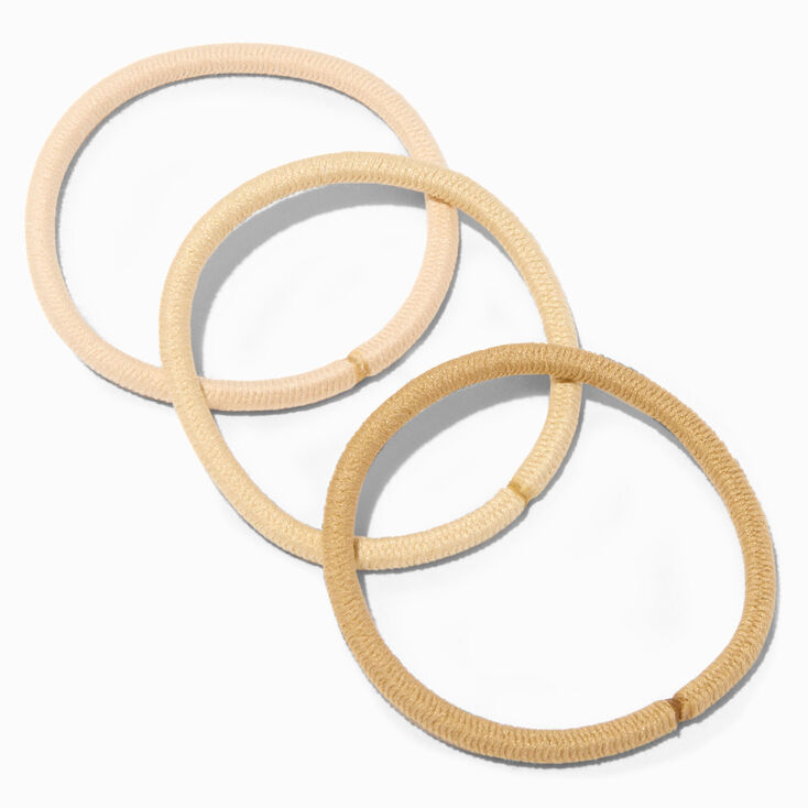 Mixed Tan &amp; Cream Lurex Hair Ties - 12 Pack,