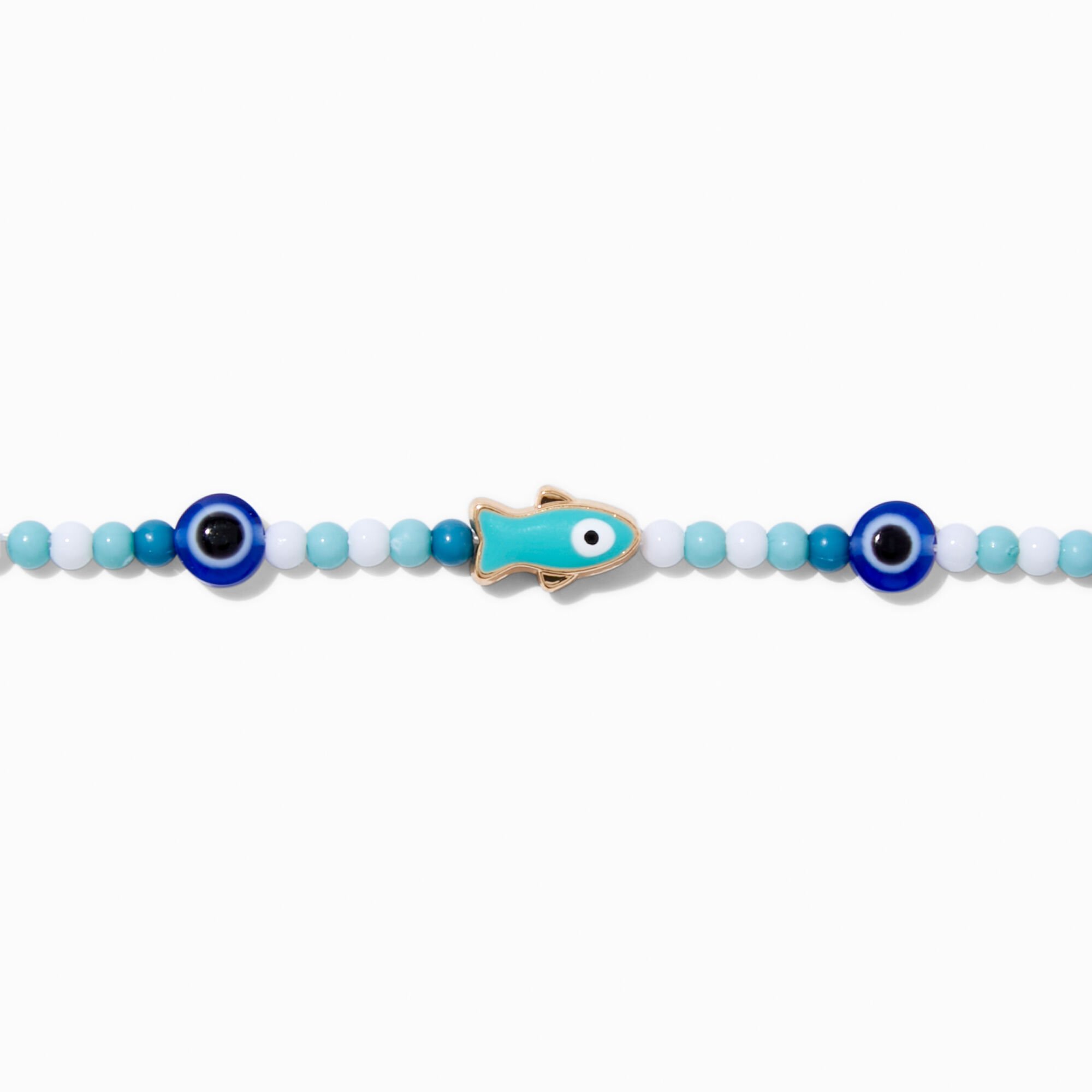 Blue Beaded Fish Choker Necklace,