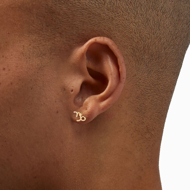 Gold Zodiac Stud Earrings - Capricorn,