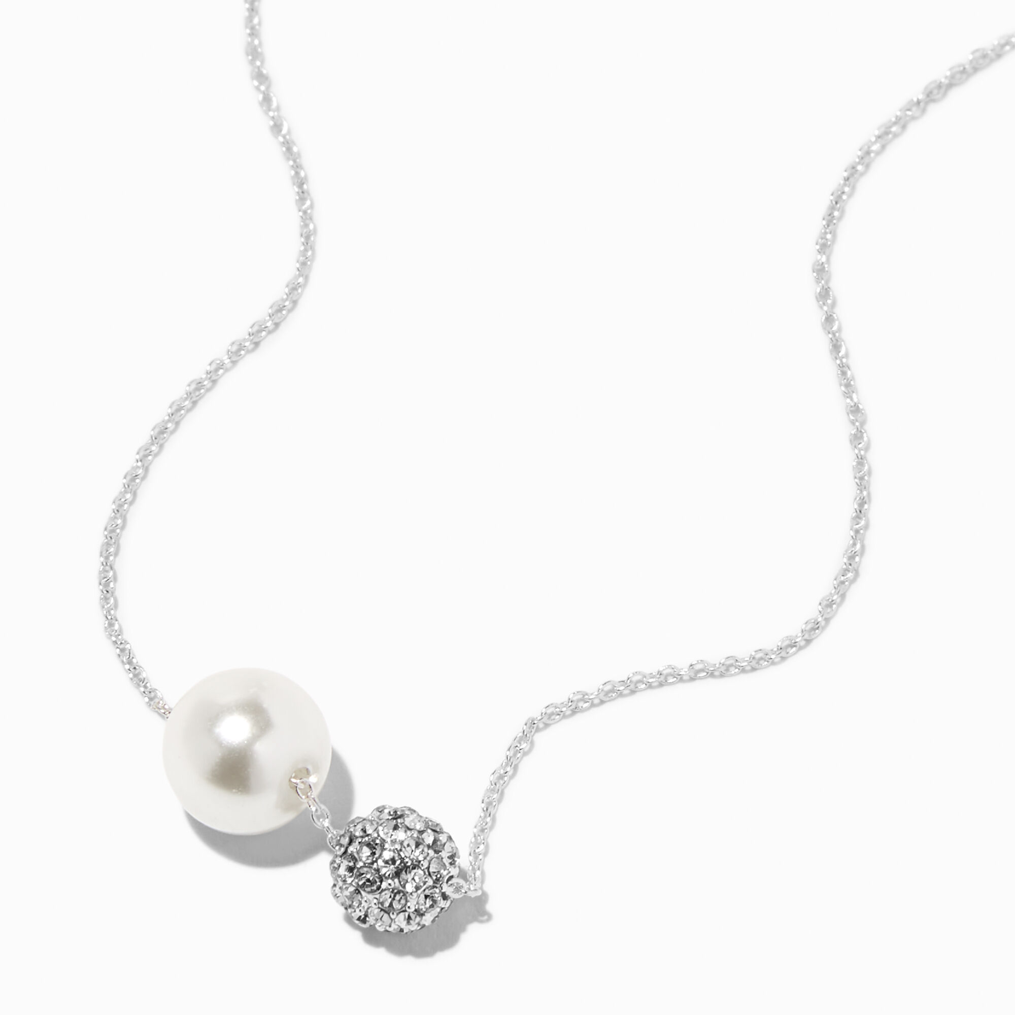 View Claires Fireball Pearl Pendant Necklace Silver information