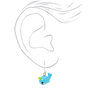 Silver 0.5&quot; Narwhal Drop Earrings - Blue,
