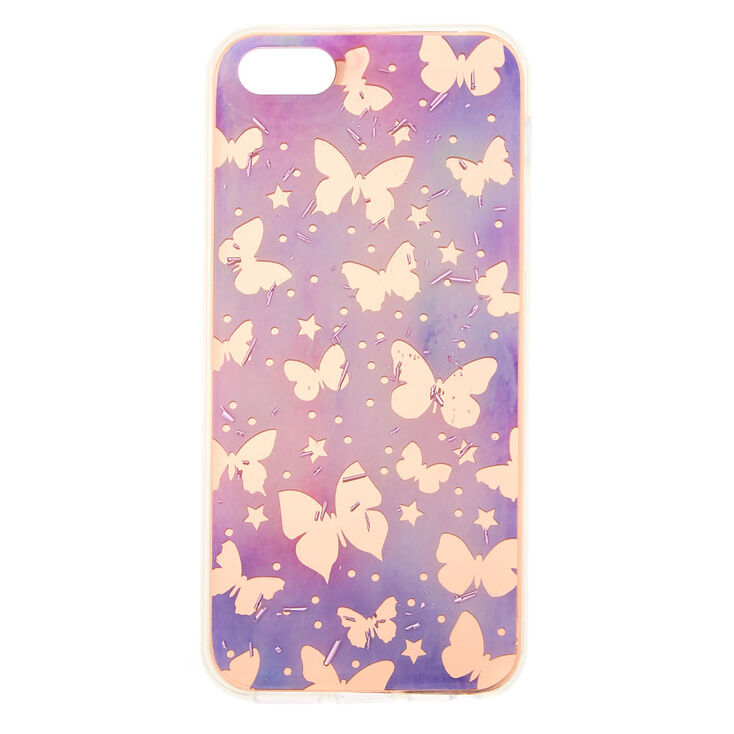 Coque de portable motif papillon couleur dor&eacute; rose - Compatible avec iPhone 5/5S/5SE,