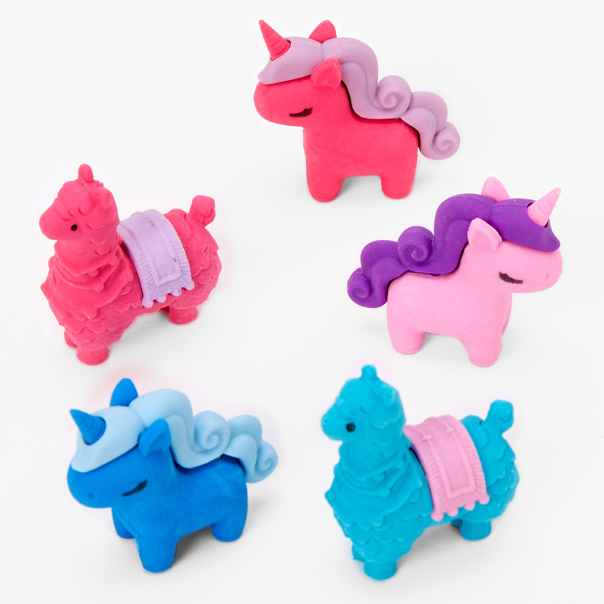Claire's Gommes licorne et lama - Lot de 5