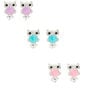 Boucles d&#39;oreille &agrave; clip chouette pastel couleur argent&eacute; - Lot de 3,