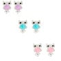 Silver Pastel Owl Clip On Earrings - 3 Pack,
