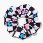 Medium Black &amp; White Check Daisy Hair Scrunchie,