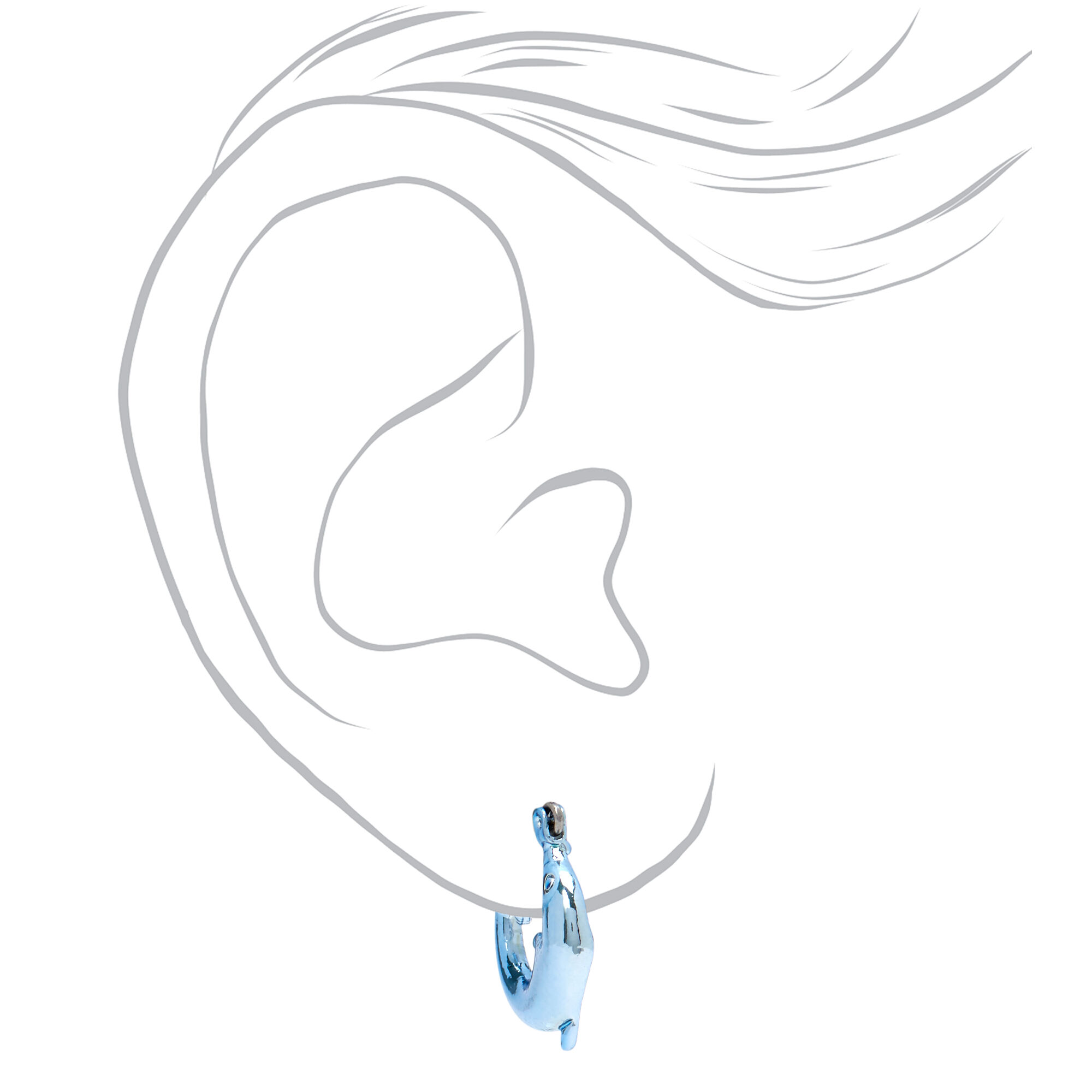 Blue 12MM Dolphin Hoop Earrings,
