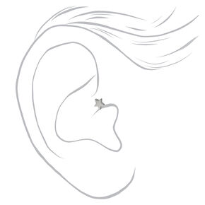 Silver Titanium 16G Ball, Heart, &amp; Star Rook Earrings - 3 Pack,