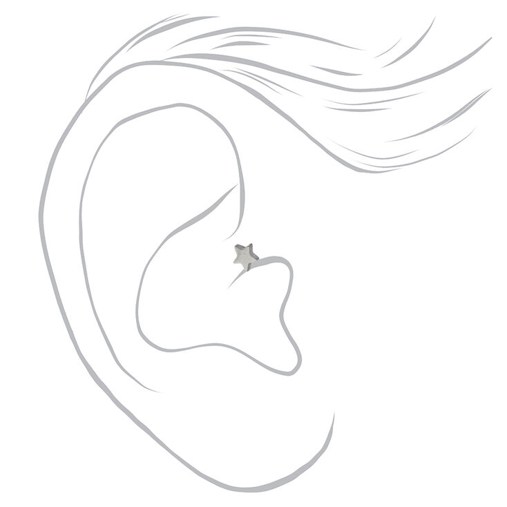 Silver Titanium 16G Ball, Heart, &amp; Star Rook Earrings - 3 Pack,