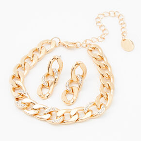 Gold Chain Link Jewellery Set - 2 Pack,