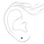 14kt White Gold 3mm May Crystal Emerald Studs Ear Piercing Kit with Ear Care Solution,